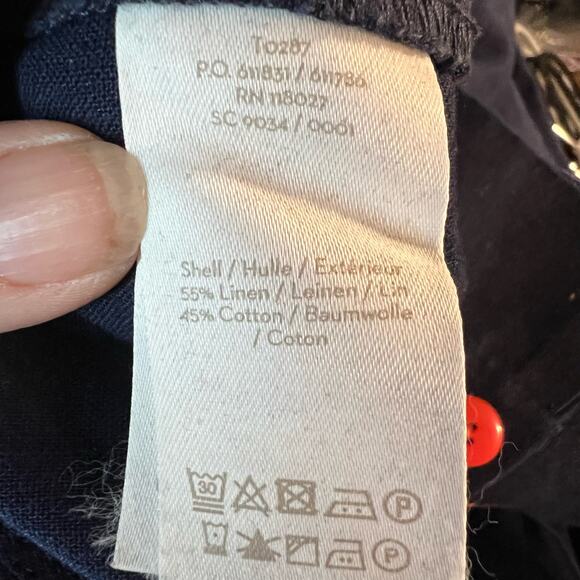 Boden St. Ives Hi-Rise Paperbag Pants Women's Sz 12L Navy Blue Ankle Linen Blend - Picture 9 of 9